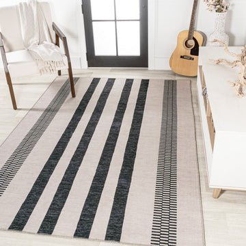 Vichy Geometric Striped Machine-washable Area Rug